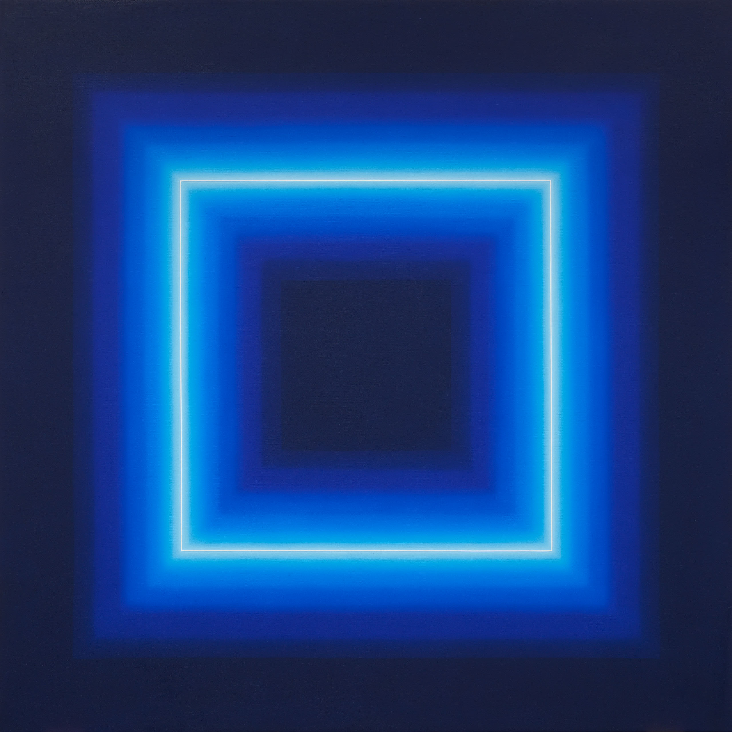 Ohne Titel (Quadrat Weiß im Ultramarinblau Schwarz)